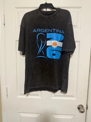 Argentina FIFA World Cup 2026 Graphic Oversized Acid Wash T-Shirt xL thumbnail 2