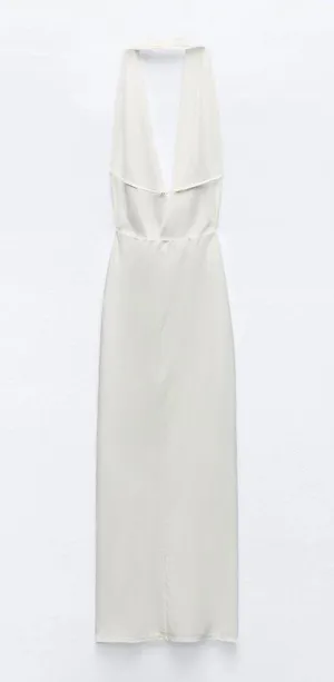 Zara maxi dress gown bodycon halter plunge neck party formal wedding evening thumbnail 18