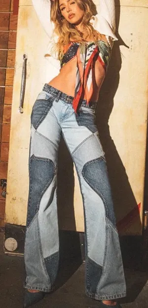 Revice Denim A-List Piece of Me Patchwork Jeans Flare‎ Womens Size 29 thumbnail 1