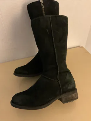 UGG women black suede tall mid calf Linford boots US 6 thumbnail 5