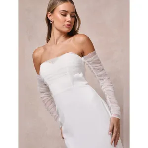 Lulus Eternal Bliss White Tulle Off-the-Shoulder Bustier Maxi Dress Size Small thumbnail 4