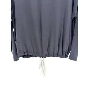 Eberjey Gisele Slouchy Top Charcoal Gray Tencel Modal Drawstring Hem Long Sleeve thumbnail 2