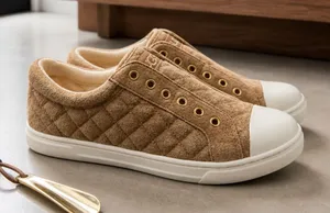 UGG Quilted Slip-On Sneakers in Tan with White Toe thumbnail 1