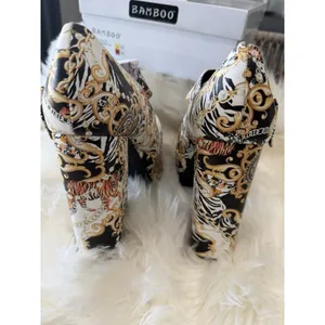 Bamboo Size 8‎ Tiger Baroque Print Platform Block Heel Mary Jane Women's Shoes thumbnail 5