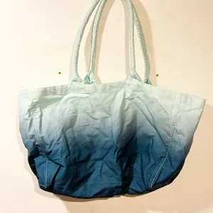 Athleta Large Canvas Tote Gym Beach Shopping Open Bag Blue Ombre NEW thumbnail 6