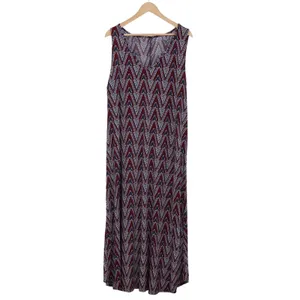 Unbranded Maxi Dress Womens 3X Burgundy Chevron Sleeveless Excellent thumbnail 2