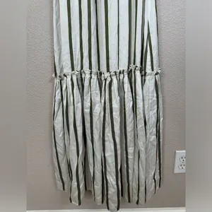 Astier New York Amal Striped Maxi Dress Pink Green XS Ruffle 100% Silk $595 thumbnail 8