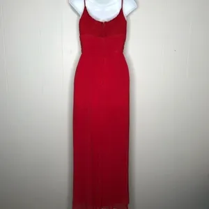 OLEG CASSINI Vintage Silk Dress Womens 6 Red Cherry Beaded Formal Prom Evening thumbnail 3