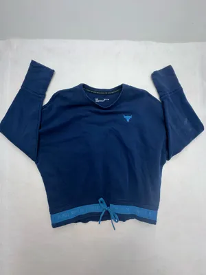 Under Armour Project Rock Cinch Hem Sweatshirt Small Blue Blood Sweat Respect thumbnail 8