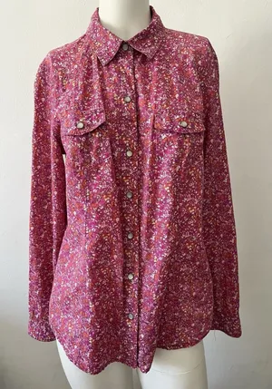 Old Navy Floral Blouse M Paisley Western Boho Spring Country Boho Farm Cotton thumbnail 1