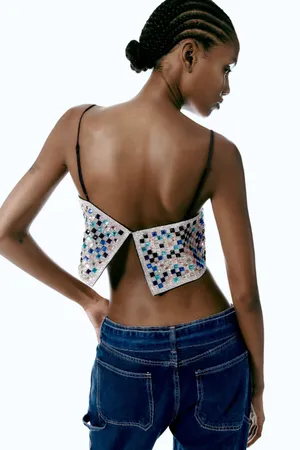 ZARA NWT  SHIMMERY CROP TOP thumbnail 3