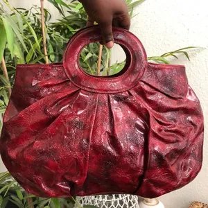 2000s Y2K Unique Red Burgundy Black faux leather shoulder hand bag purse thumbnail 1