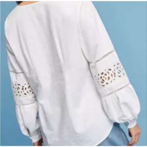 Anthropologie Maeve lace cutout puff sleeve blouse xs thumbnail 2