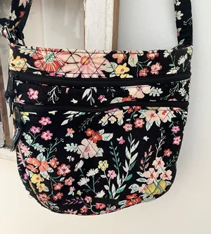 Vera Bradley Tangerine Twist Quilted Triple‎ Zip Hipster Cross Body Floral Purse thumbnail 1