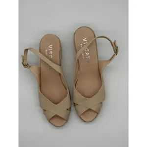 Viscata Espadrille Wedge Sandals Womens 40 US 8.5-9 Beige Canvas Slingback Spain thumbnail 2