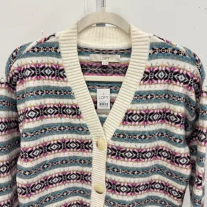 NWT LOFT Fair Isle V-Neck Cardigan Sweater Women's XS Multi Knit Button Front‎ thumbnail 2