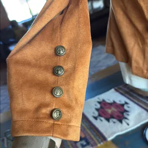 Rust colored faux Suede Military Field Jacket Tan Size M thumbnail 5