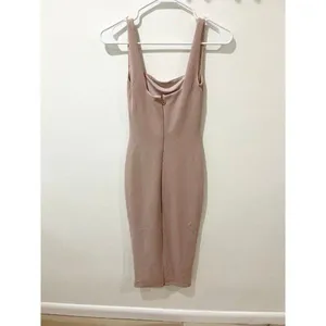 Nookie NWT Women XS Nude Blush Pink Square Neck Midi Dress Minimalist Luxury thumbnail 7