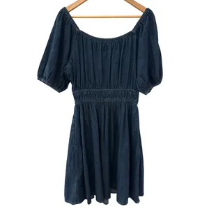 GAP Smocked Denim Mini Dress Dark Wash Size‎ Medium Tall thumbnail 7