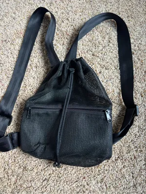 Black Mesh Drawstring Backpack thumbnail 2