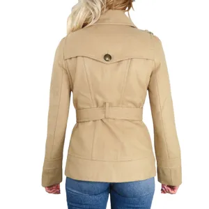 Express Tan Wool Double-Breasted Peacoat Extra Small Winter thumbnail 3