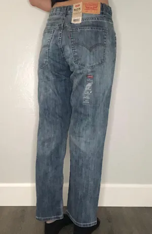 Levi's 505  regular straight leg medium wash jeans thumbnail 1