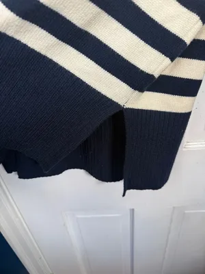 Industry Crew Navy White Stripe Long Sleeve Oversize Chunky Sweater W2368 Sz M thumbnail 4