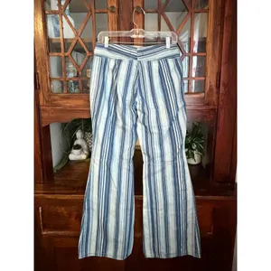 We The Free Free People Striped Blue White Wide Leg Belted Jeans 28 OB934536 thumbnail 2