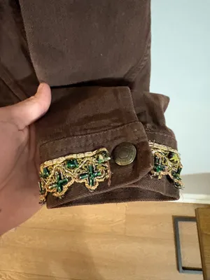 Vintage 90s Lauren Jeans Co Ralph Lauren Beaded Denim Jacket - Brown Embellished Trucker - Size L thumbnail 5