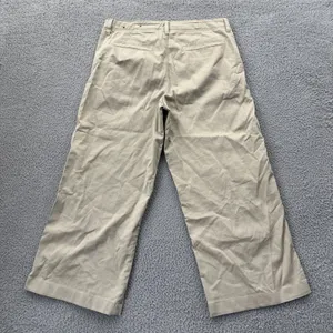 American Eagle Wide Leg Trouser Pants Khaki Stretch Retro Boho Women's 12 x 27 thumbnail 3