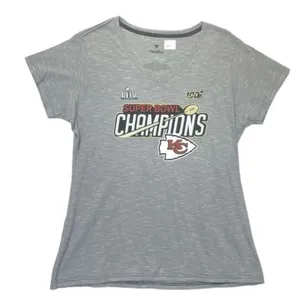 Kansas City Chiefs Super Bowl 54 LIV Champions Fanatics Women’s V-Neck Tee NWT L thumbnail 1