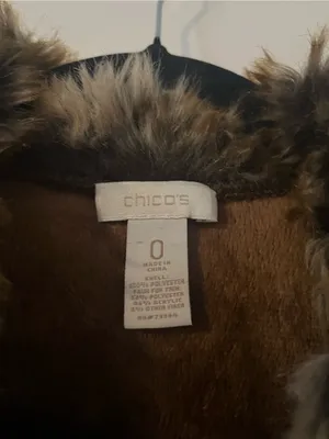 Chico's Brown Faux Suede Faux Fur Waterfall Vest Small Western Farm Cozy Fall thumbnail 2