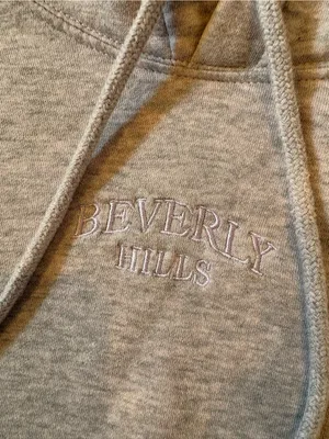 H&M Beverly Hills Embroidered Hoodie Gray Fleece Pullover Sweatshirt Women’s S thumbnail 2