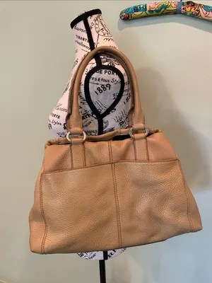 Banana Republic Genuine Leather Large Camel Tan Satchel Handbag Shoulder Bag thumbnail 1