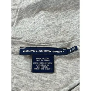 Ralph Lauren Sport Gray Cotton V Neck Long Sleeve T-Shirt L Preppy Pony Logo Y2K thumbnail 5