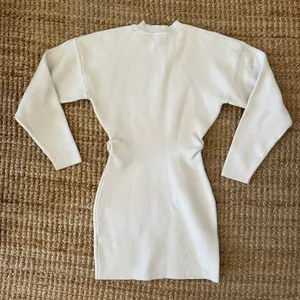 Zara White Mini Sweater Dress With Ruched Waist thumbnail 3