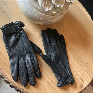 Gates Black Genuine Leather Velcrow Fastener Gloves thumbnail 3