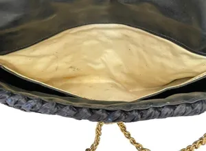 Vintage Navy Blue Woven Straw Envelope Clutch Purse Shoulder Bag thumbnail 7