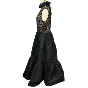 Vintage Lillie Rubin Evening Gown XS-S Black Lace Taffeta‎ Romantic Victorian thumbnail 6