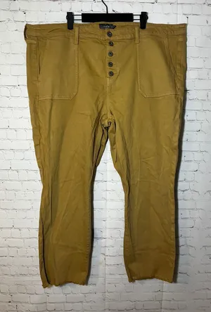Torrid Womens Khaki‎ Button Fly Raw Hem Crop Utility Pants Ochre Plus Size 22T thumbnail 1