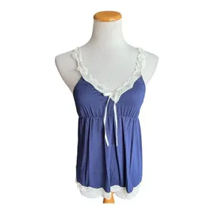 NWT Womens Aranee Navy Blue Lounge Sleep Cami Tank Top - Sz S thumbnail 2