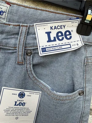 Lee Two-Tone High-Rise Flare Jeans — Light Blue & Dark Blue thumbnail 6