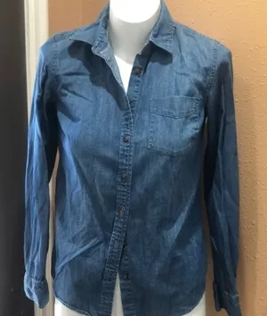 Tommy Hilfiger blue denim button up shirt thumbnail 1