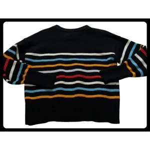 Philosophy Republic Clothing Sweater Women L Black Multi Stripe Knit Pullover thumbnail 7