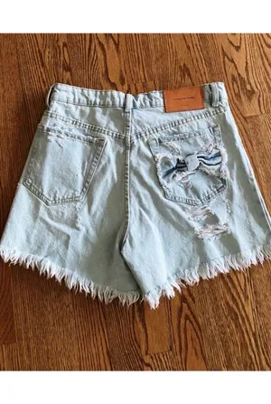 ZARA Ripped Jean Shorts High-Rise thumbnail 5