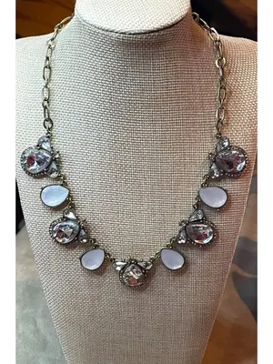 Vintage Style Clear Crystal Bee Teardrop Statement Necklace 18" thumbnail 6