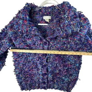 Emma Camusso Womens L Wool Blend Textured‎ Chunky Knit Cardigan Sweater Uruguay thumbnail 3