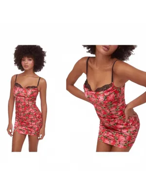 For Love & Lemons Madeline Mini Dress Peekaboo Satin Floral Women's Size Large thumbnail 2