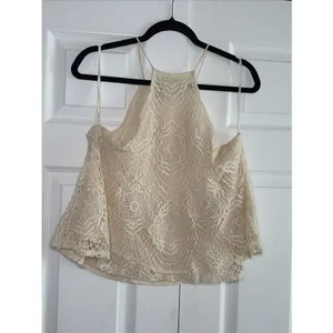 Moon River Crochet Lace Halter Top Womens Size L Cream Boho Festival Blouse‎ thumbnail 5