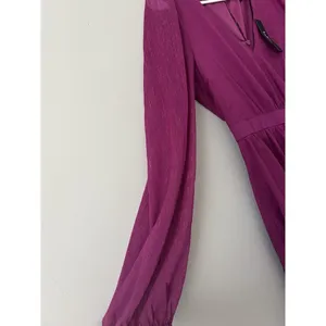 Lulus New Purple Magenta Metallic Sheer Long Sleeve Mini Dress Size Medium Party thumbnail 12